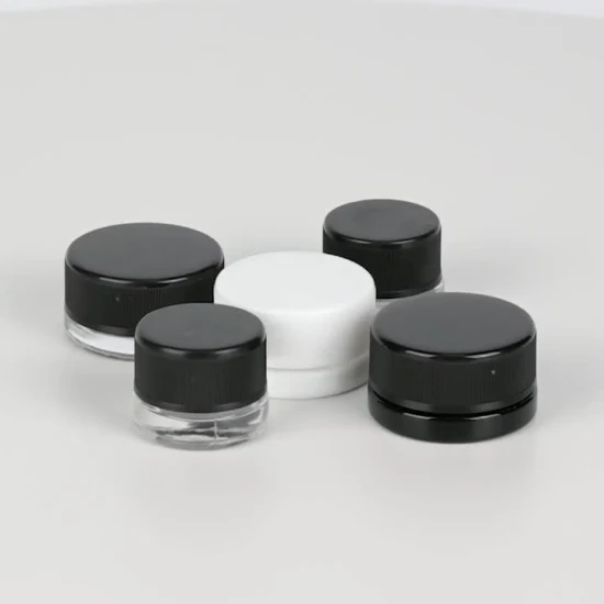 Barattolo per concentratore in vetro trasparente Qube resistente ai bambini da 5 ml con tappo nero